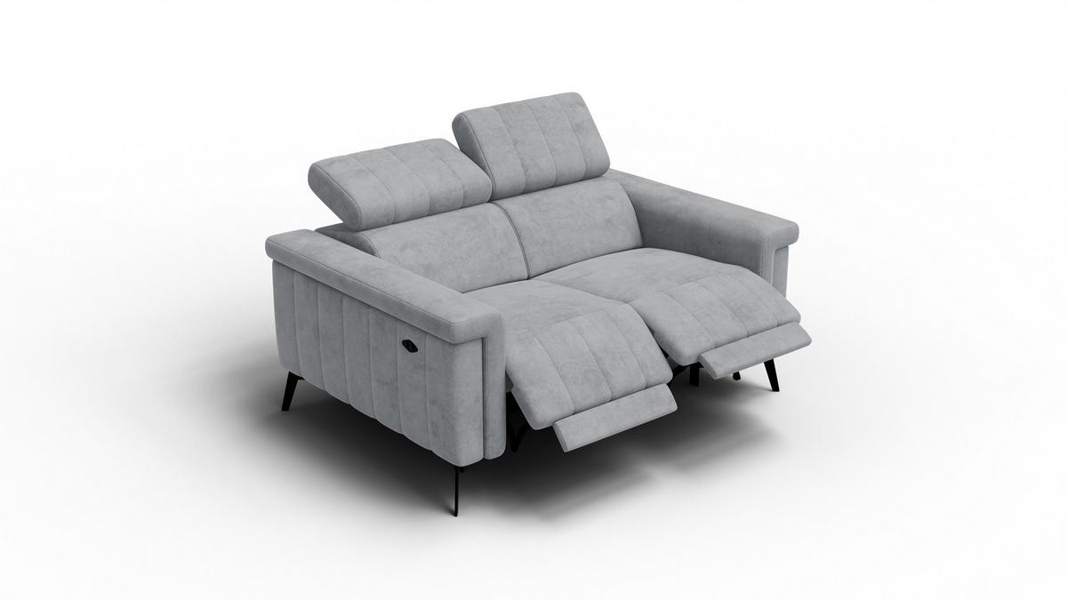 RELAXSOFA NORDEL 2-Sitzer, grau - Schwarz/Grau, Holz/Textil (150/80/105cm) - Wozimo