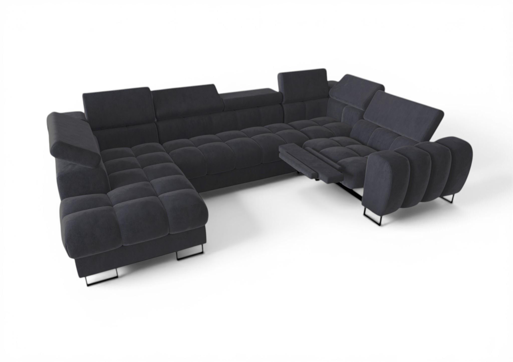 WOHNLANDSCHAFT Bastien Relax - Dunkelgrau, Holzwerkstoff/Textil (198/95/350cm) - Fun Möbel