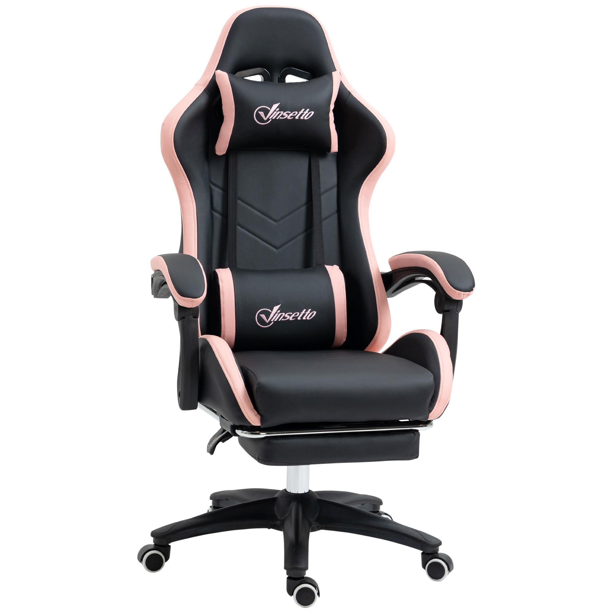 GAMING-CHAIR Kunstleder Schaumstoff Nylon Stahl Schwarz Blau - Schwarz, Kunststoff (65/129/65cm) - Vinsetto