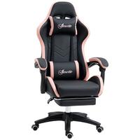 GAMING-CHAIR Kunstleder Schaumstoff Nylon Stahl Schwarz Blau - Schwarz, Kunststoff (65/129/65cm) - Vinsetto