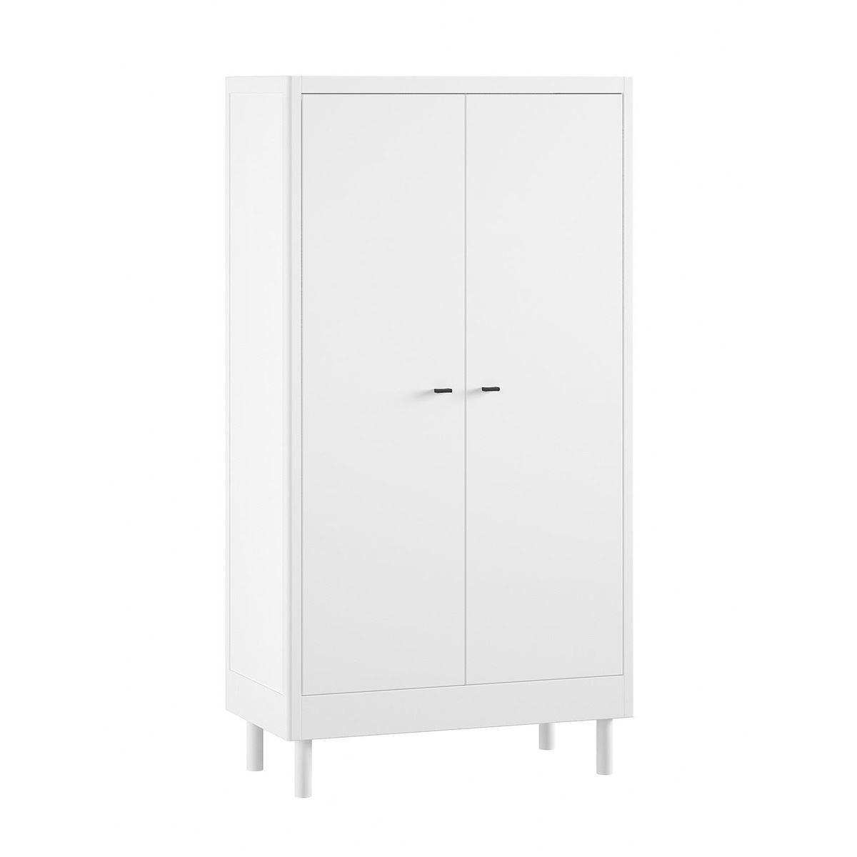 KLEIDERSCHRANK Keeley Buche Weiß Holz 2-trg. Komfort Stabil Modern - Weiß, Holz (100/190/55cm) - 58aufmkessel