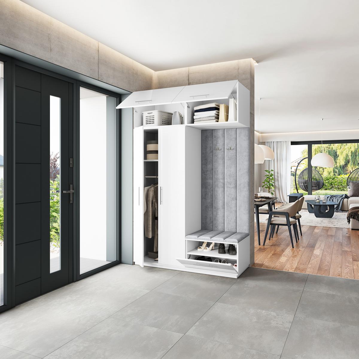 GARDEROBENSCHRANK REMA 150/240/60 cm Modern Weiß - Hellgrau/Weiß, Holzwerkstoff (150/240/60cm) - MASSENO