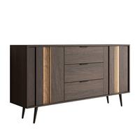 KOMMODE ALMA 2D3S mit LED-Beleuchtung - Eichefarben/Schwarz, Holzwerkstoff (183/88/40cm) - Lookway