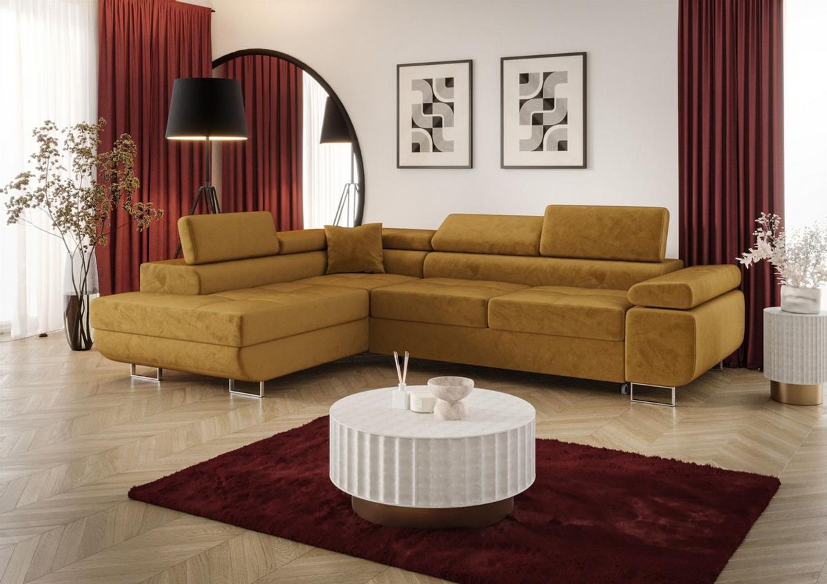 ECKSOFA Monaro Mit Schlaffunktion - Gelb, Holzwerkstoff/Textil (202/275cm) - Fun Möbel