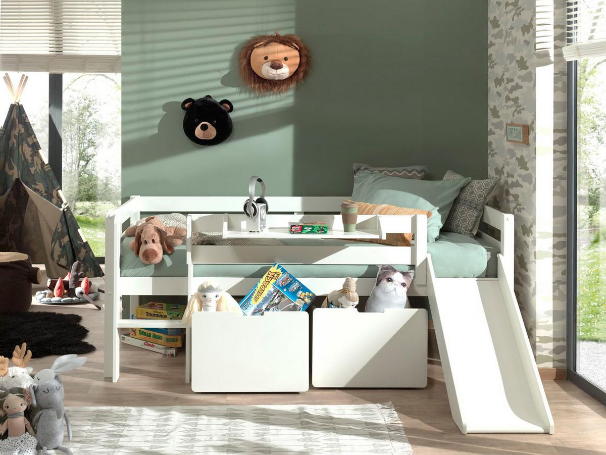 KOJENBETT mit Rutsche Karolina 208x83x175 aus Massivholz in Weiß - Weiß, Holz (90/200cm) - 58aufmkessel
