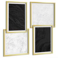 BILDER SET 4er Set - 50x50 cm & 40x60 cm Goldrahmen - Dunkles Licht, glamouröse Marmor - Goldfarben, Kunststoff (50/50cm) - TULUP