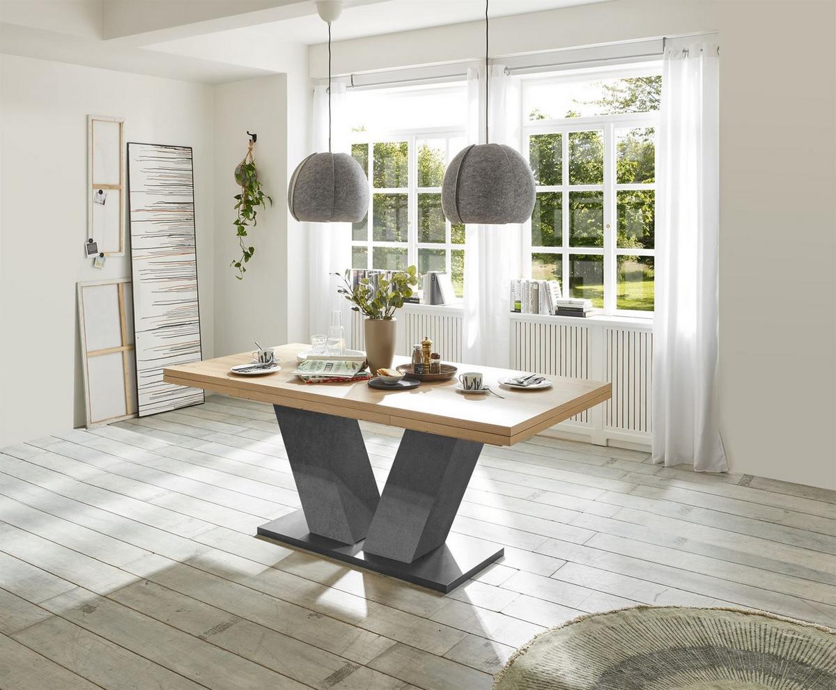ESSTISCH ausziehbar Elena 180x90x76 Graphit/Asteiche - Graubraun, Holzwerkstoff (180/90/76cm) - 58aufmkessel