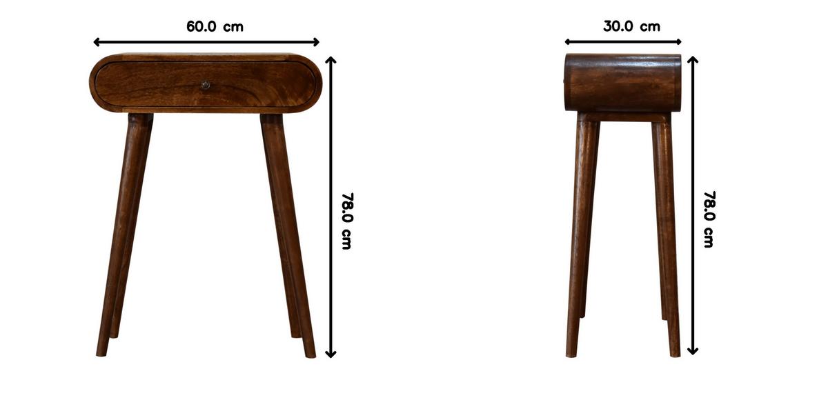 KONSOLENTISCH mini im Kastanienholz-Finish, 1 Schublade, Nordische Beine, Braun - Kastanienfarben/Messingfarben, Holz/Metall (30/60/78cm) - Artisan Furniture
