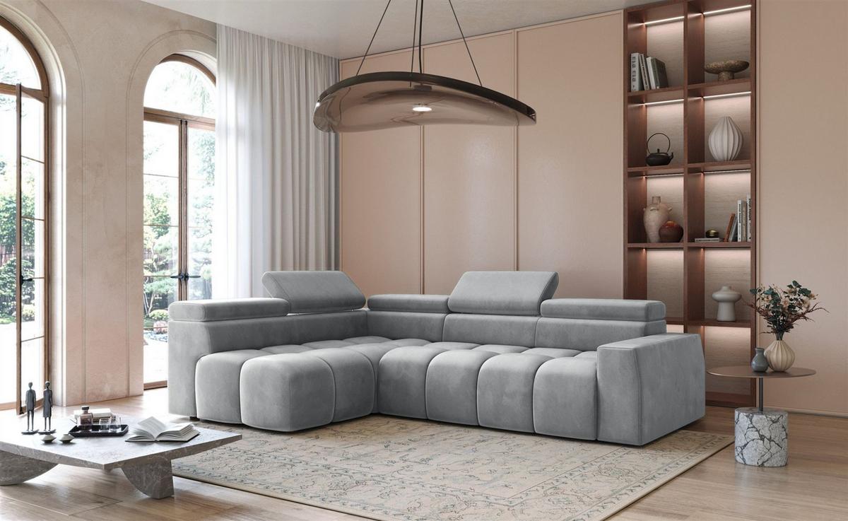 ECKSOFA Darcy - Hellgrau, Holzwerkstoff/Textil (305/210cm) - Fun Möbel