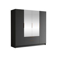 KLEIDERSCHRANK Sofia II - Goldfarben/Schwarz, Holzwerkstoff/Kunststoff (200/216/60cm) - MIRJAN24