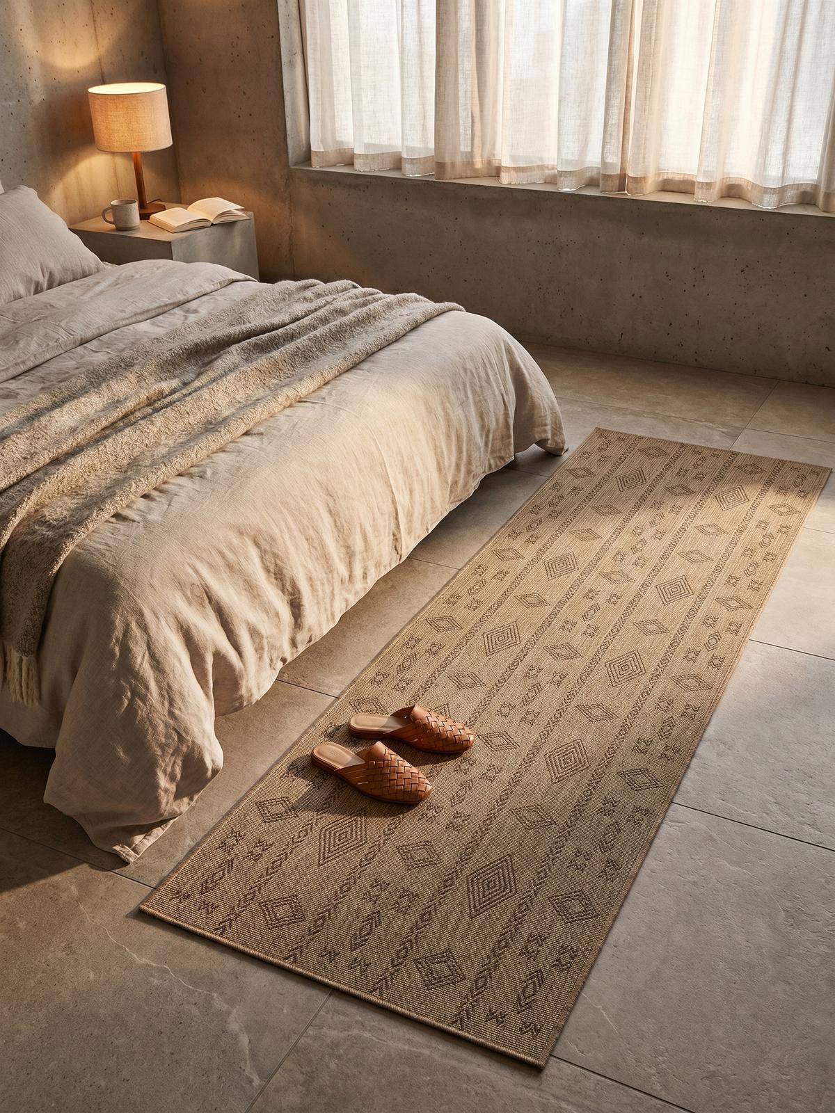 TEPPICH Outdoor KASBERG in Schwarz, im Vintage-Stil, 80 x 150 cm - Beige, Textil (80/150cm) - KADIMA DESIGN