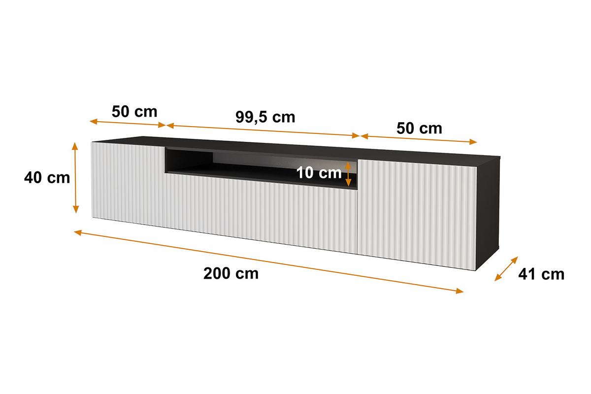 LOWBOARD NOA-2-W 200x40x41 cm - Schwarz / Weiß - Schwarz, Holzwerkstoff (200/40/41cm) - ALTDECOR