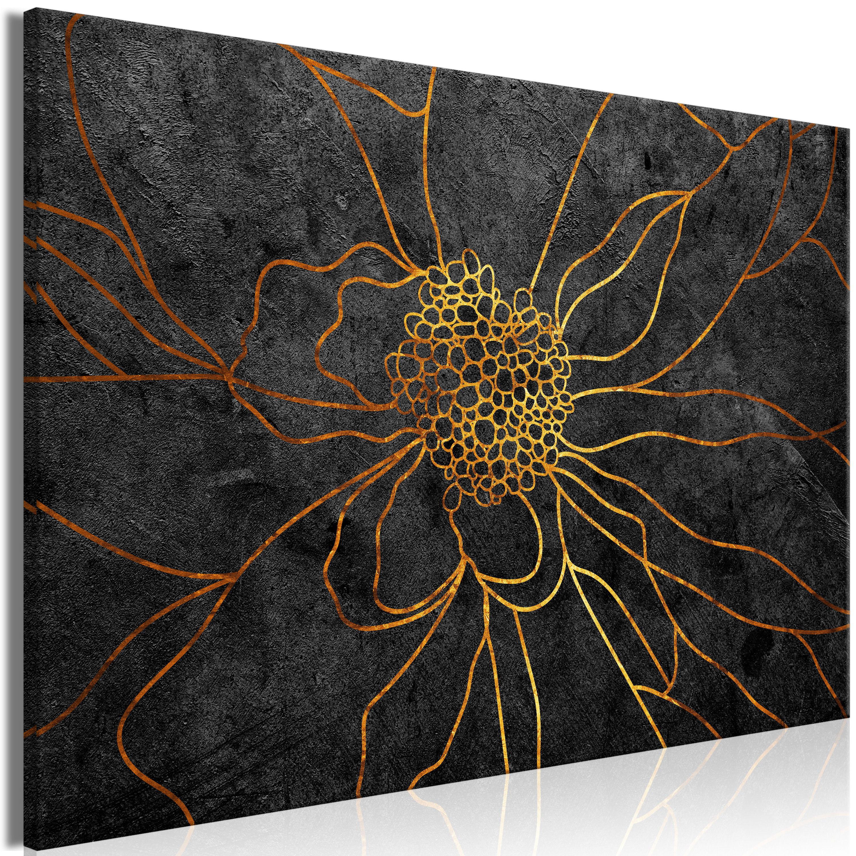 KUNSTDRUCK Schwarz 60/40 cm - Goldfarben/Schwarz, Textil (60/40cm) - KUNSTLOFT