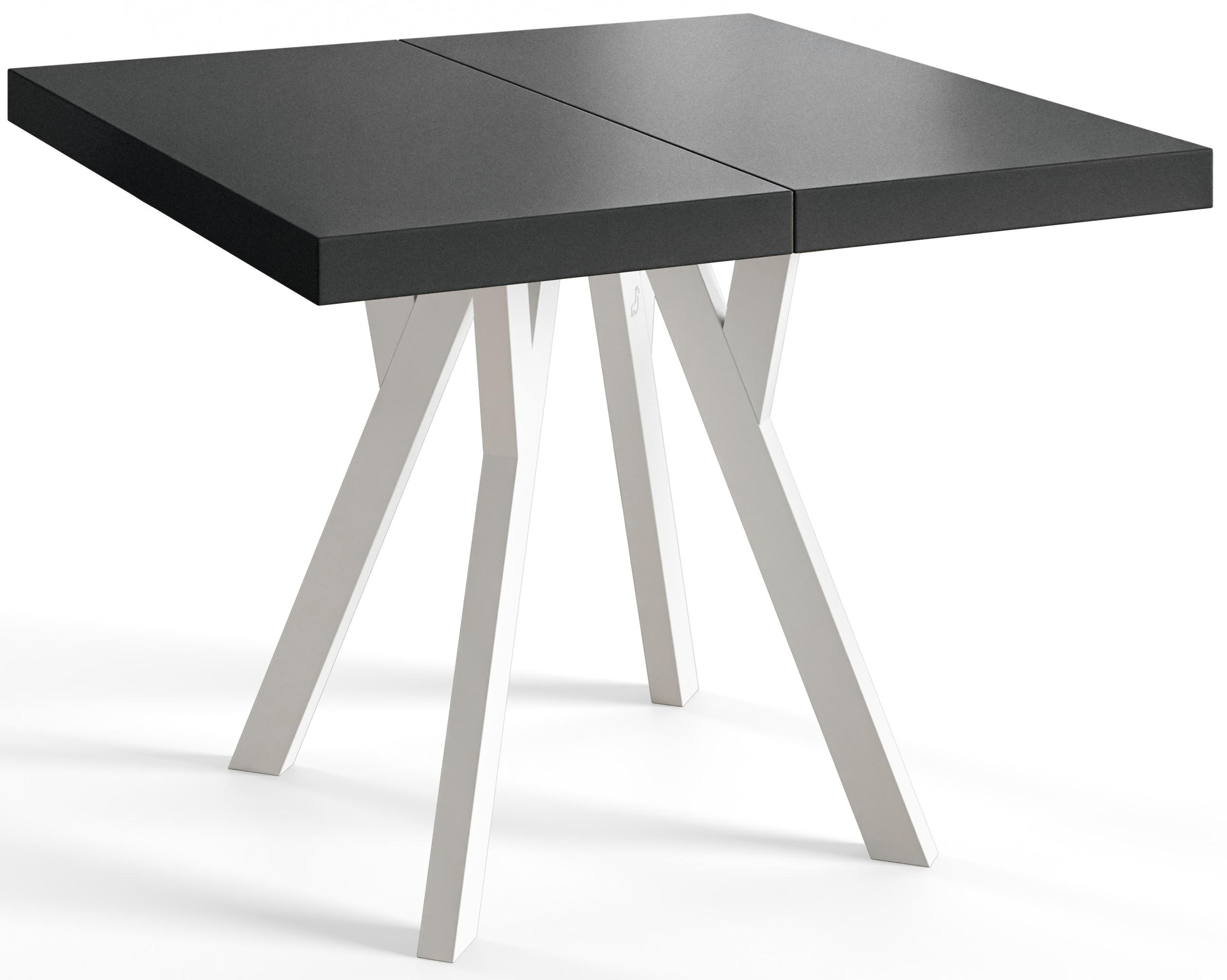 QUADRATISCHER Esstisch ausziehbar – Moderner Wohnzimmertisch und Küchentisch – Tisch mit Holzbeinen, Durchmesser 90 - 190 cm - Farbe Schwarz - Schwarz/Weiß, Holzwerkstoff (90/90/77cm) - Alpi-Möbel