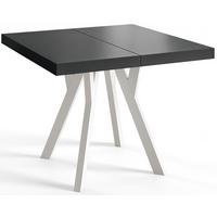 QUADRATISCHER Esstisch ausziehbar – Moderner Wohnzimmertisch und Küchentisch – Tisch mit Holzbeinen, Durchmesser 90 - 190 cm - Farbe Schwarz - Schwarz/Weiß, Holzwerkstoff (90/90/77cm) - Alpi-Möbel