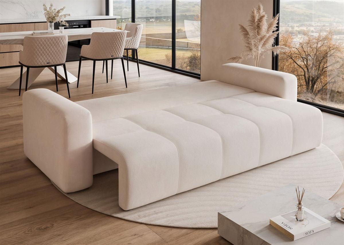 SCHLAFSOFA Leros - Creme, Holzwerkstoff/Textil (244/79/93cm) - Fun Möbel