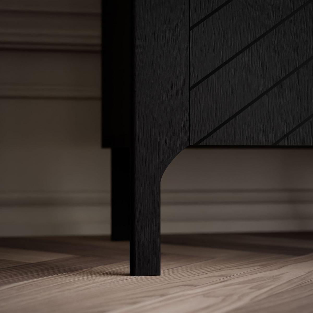 GLASVITRINE LUMI, Schwarz - Schwarz, Holzwerkstoff (103/130/41cm) - Lookway