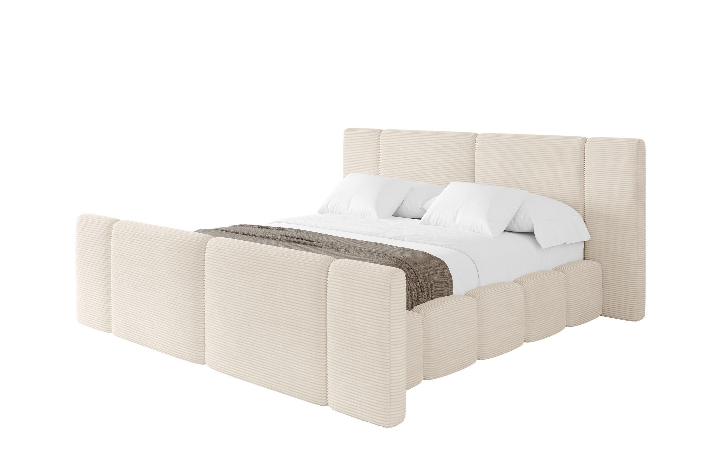 POLSTERBETT mit Bettkasten, Fußteil und Lattenrost, Boxbett ohne Matratze - NILO-Z 120x200 Beige - Creme, Holzwerkstoff/Textil (120/200cm) - ALTDECOR