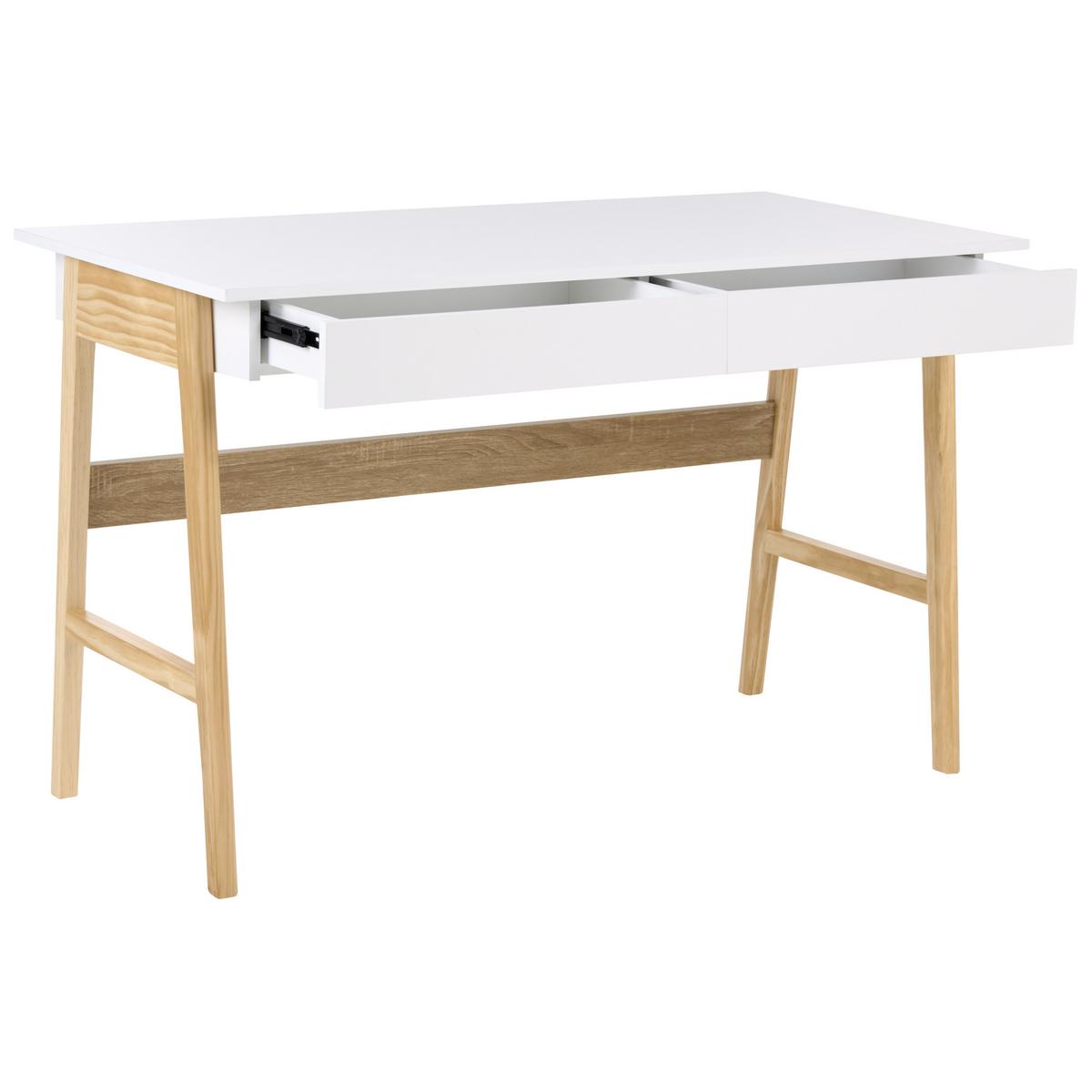 SCHREIBTISCH Hellbraun/Weiß 120/60 cm Theslay - Hellbraun, Holzwerkstoff (60/120/75cm) - Beliani