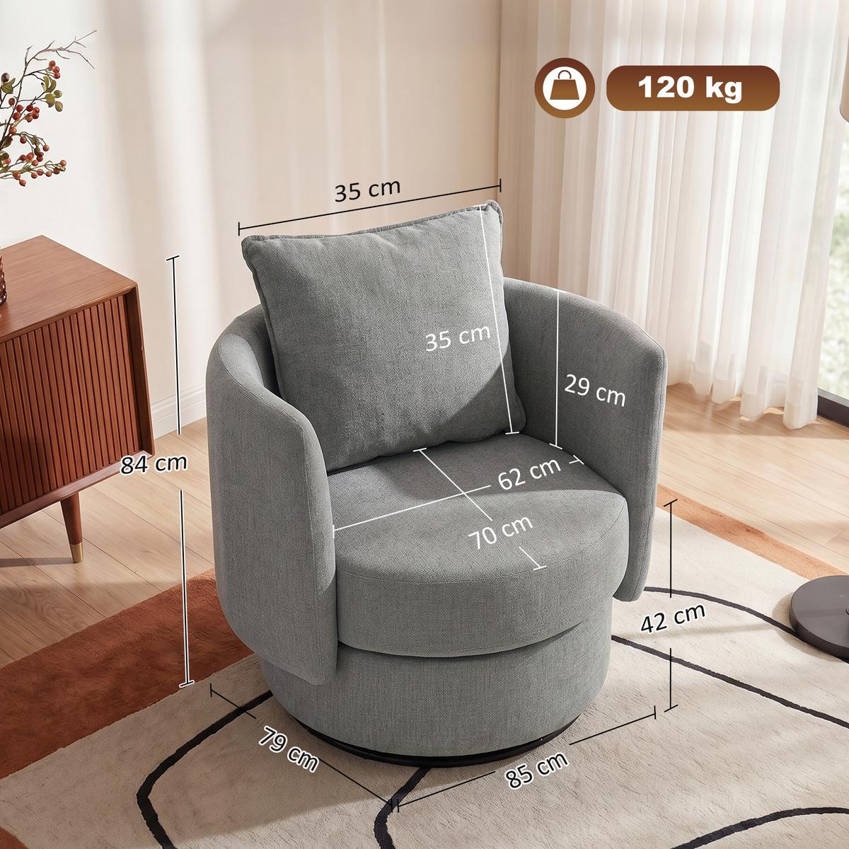 SESSEL Polyester Hellgrau - Hellgrau, Textil (79/84/85cm) - HOMCOM