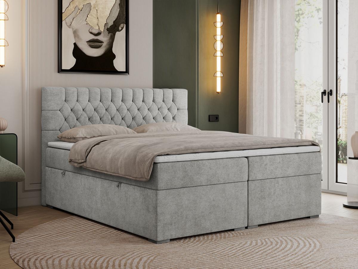 BOXBETT PERA 120/200 Hellgrau Struktur - H4 - Hellgrau, Holz/Textil (120/200cm) - MKS
