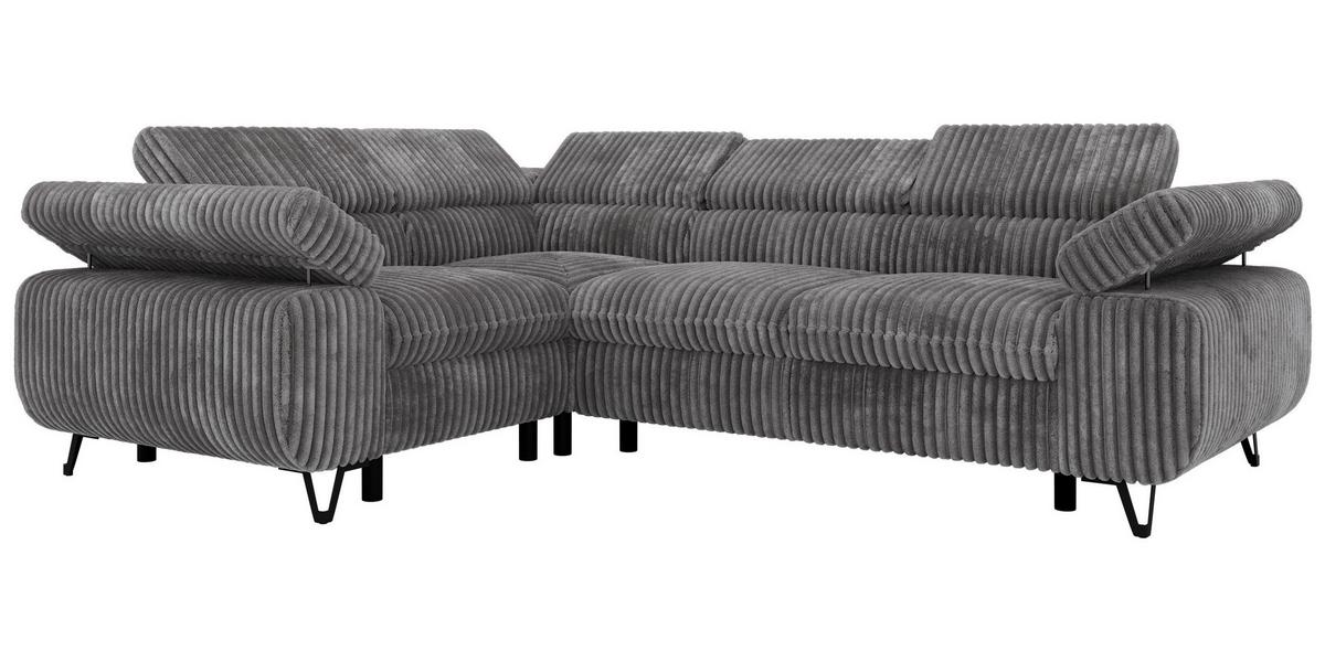 ECKSOFA ORSO L Grau Cord - Links Seite - Schwarz/Grau, Textil/Metall (197/268cm) - MKS