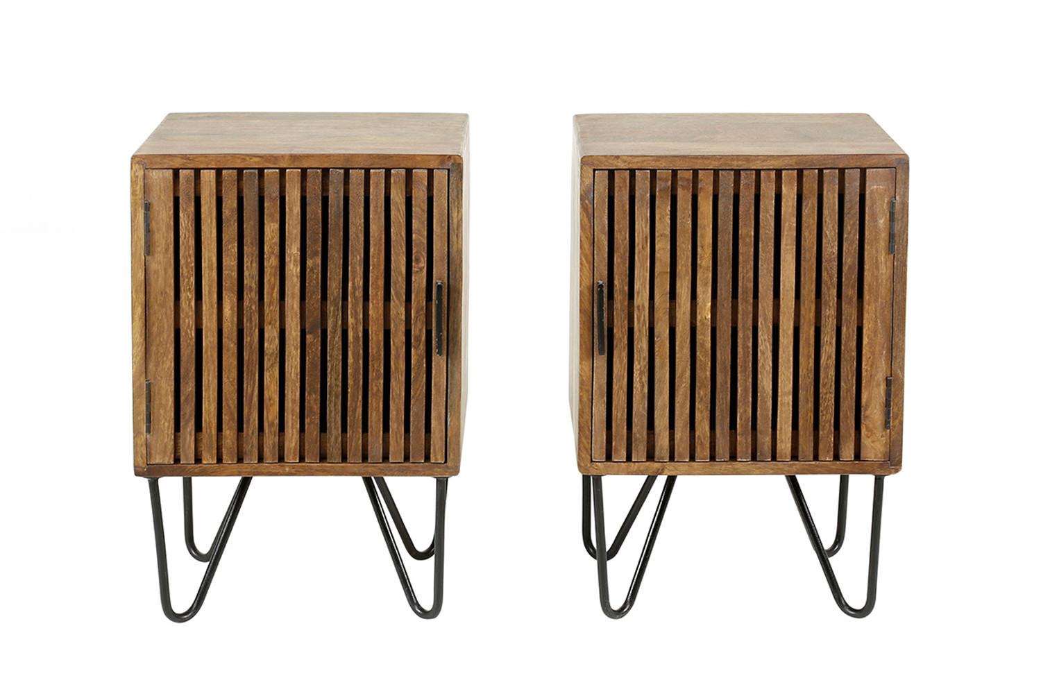 NACHTTISCH SWEAK 2ER SET Holz Mango - Zwetschgeholzfarben, Holz (40/60/30cm) - KAWOLA