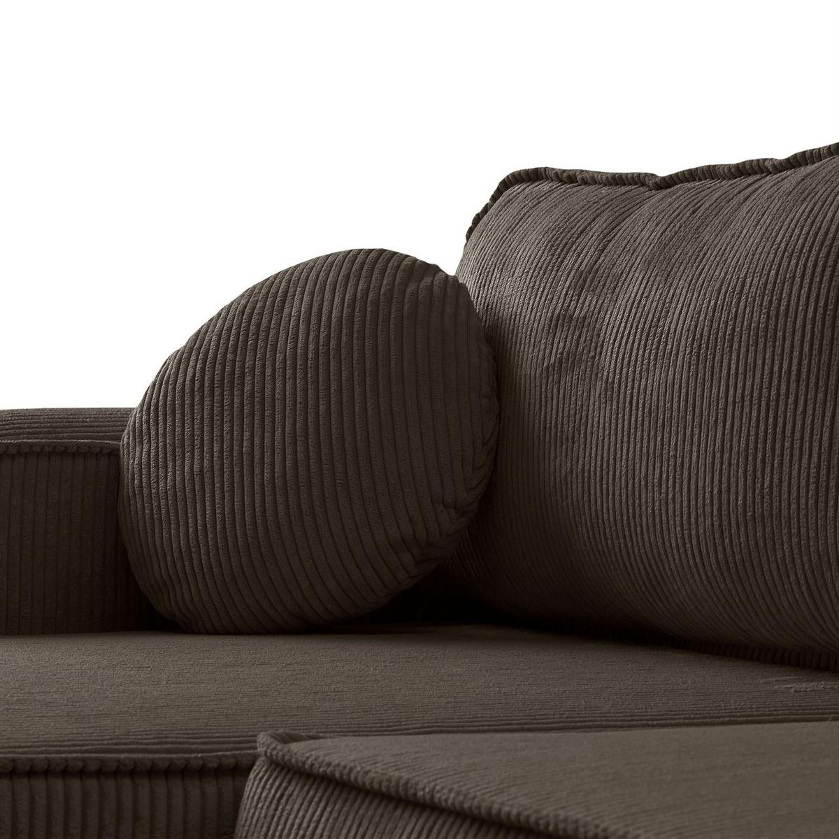 ECKSOFA VENUS mit Schlaffunktion und Bettkasten, Poso 06 - Dunkelbraun, Textil (275/178cm) - Lookway