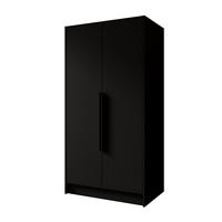 DREHTÜRENSCHRANK Pavia ohne Spiegel, Schwarz mit mit schwarzen Griffen, 100 cm - Schwarz, Holzwerkstoff (100/200/51cm) - Beautysofa
