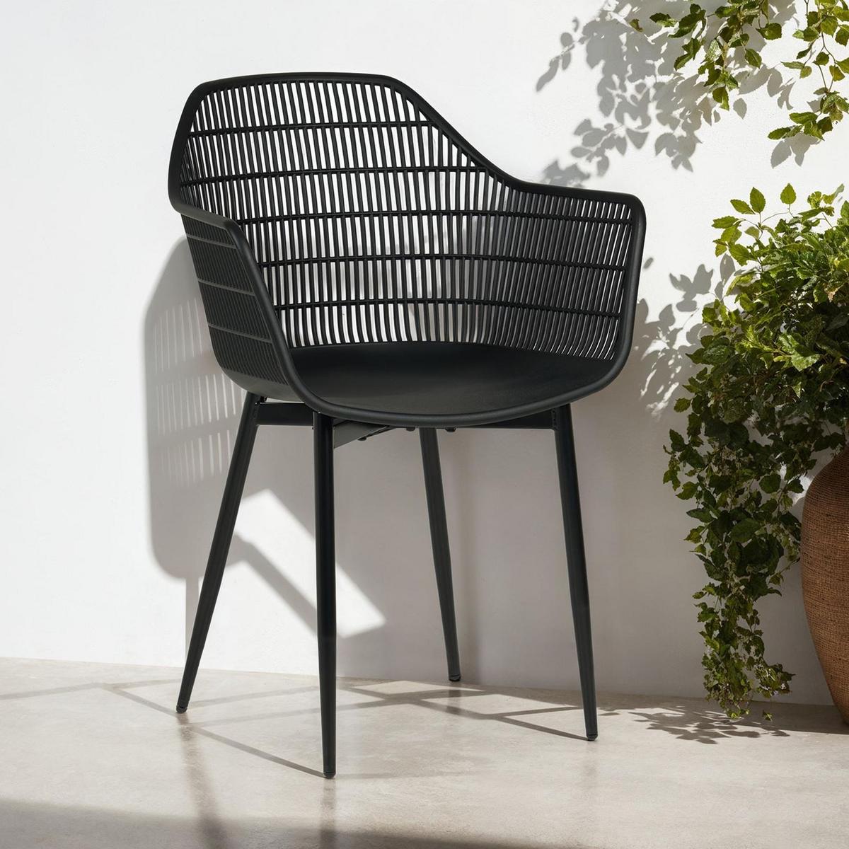 GARTENSTÜHLE MARGHERITA 4er-Set schwarz - Schwarz, Textil (60/86/52cm) - IDIMEX