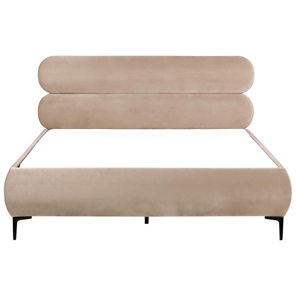 BETT mit Lattenrost 160/200 cm Taupe Lessay - Taupe/Schwarz, Textil (160/200cm) - Beliani