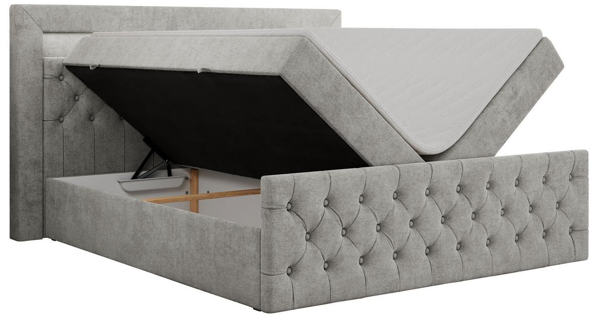 BOXBETT GOLD-9 LED 200/200 Hellgrau Struktur - H4 - Hellgrau, Holz/Textil (200/200cm) - MKS