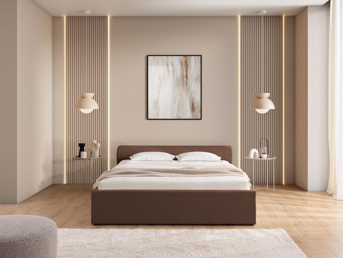 POLSTERBETT 200/200 cm Josy im Designer-Look mit Bettkasten und Lattenrost aus Braun Chenille-Stoff - Schwarz/Braun, Holz/Kunststoff (200/200cm) - S-Style Möbel
