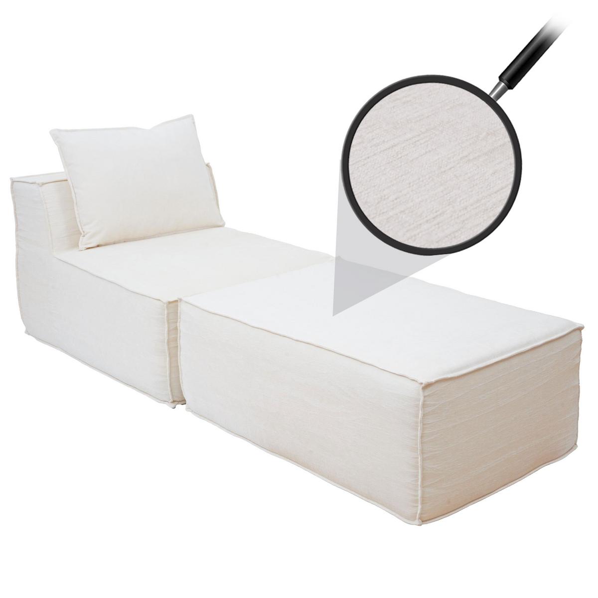 CHAISELONGUE Cremeweiß - Weiß, Textil (75/63/194cm) - MCW