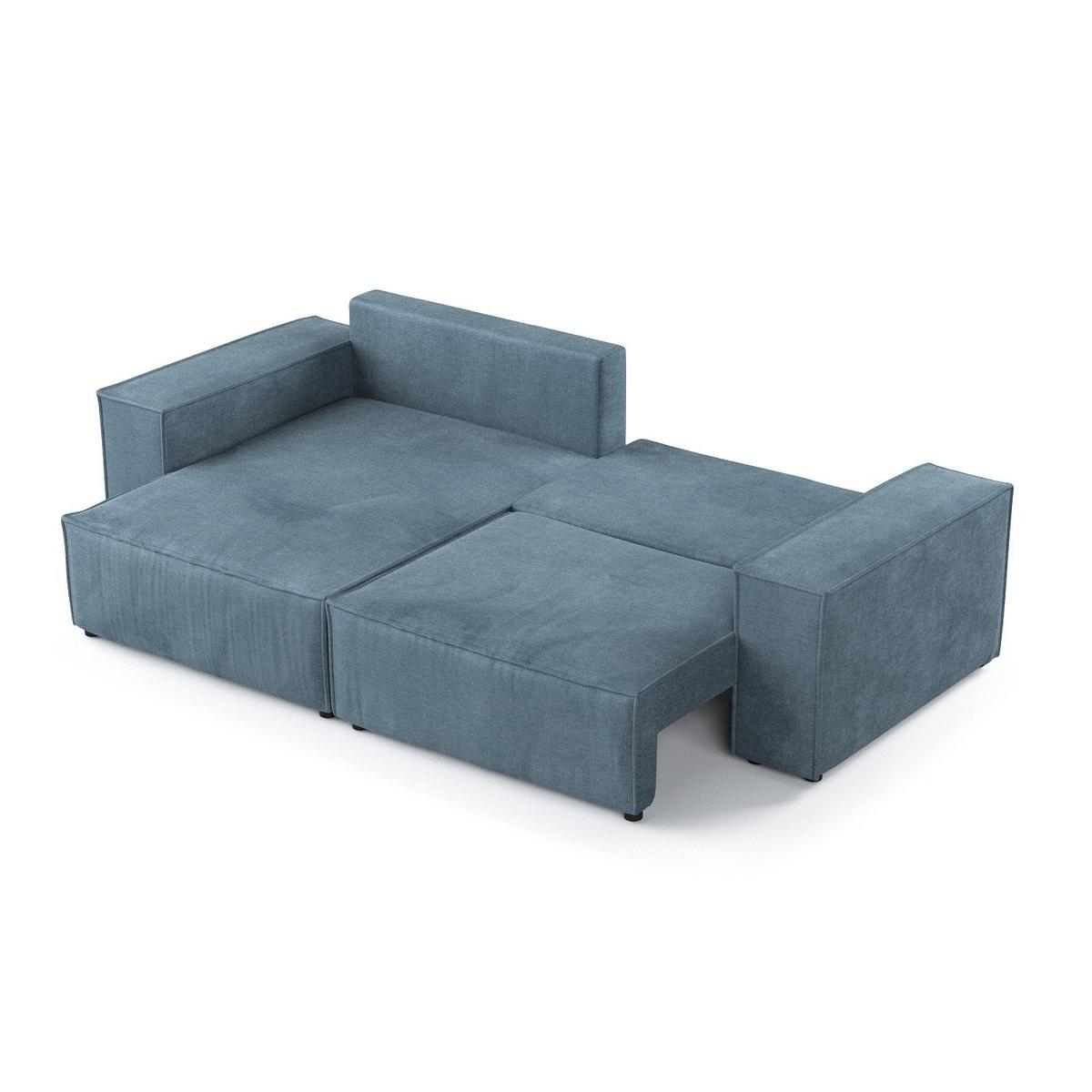 ECKSOFA SENSO mit Schlaffunktion Blau im Wind Stoff - Blau/Schwarz, Holz/Holzwerkstoff (255/148cm) - AltaBeds