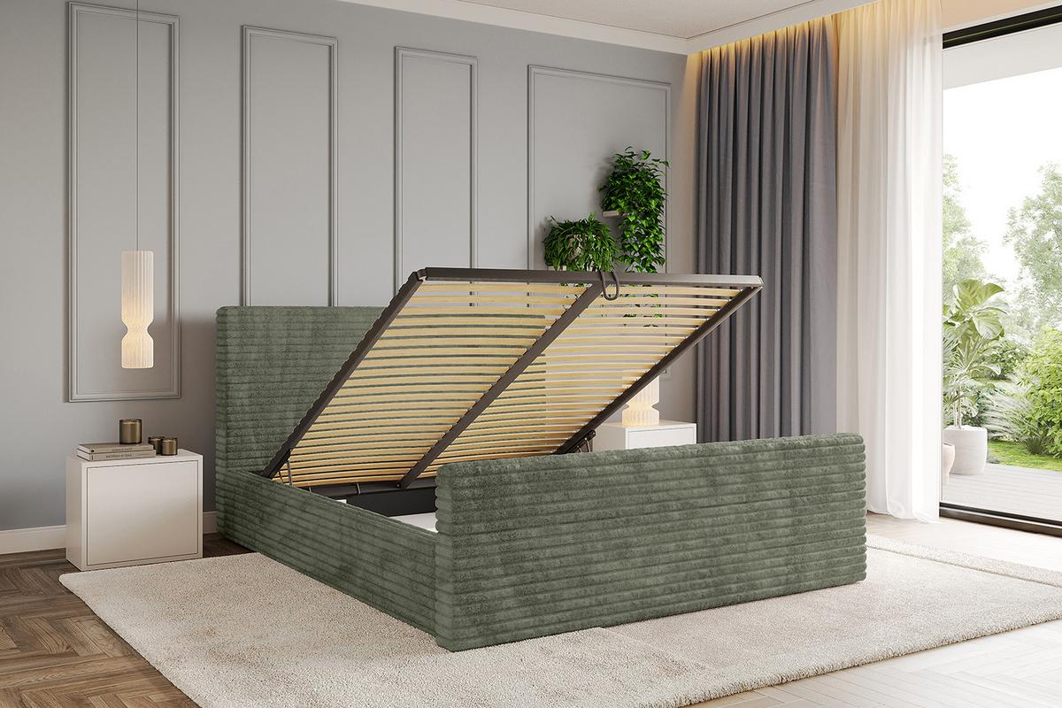 POLSTERBETT mit Bettkasten, Fußteil und Lattenrost, Boxbett ohne Matratze - ALOVA-Z 120x200 Olivgrün - Olivgrün, Holzwerkstoff/Textil (120/200cm) - ALTDECOR