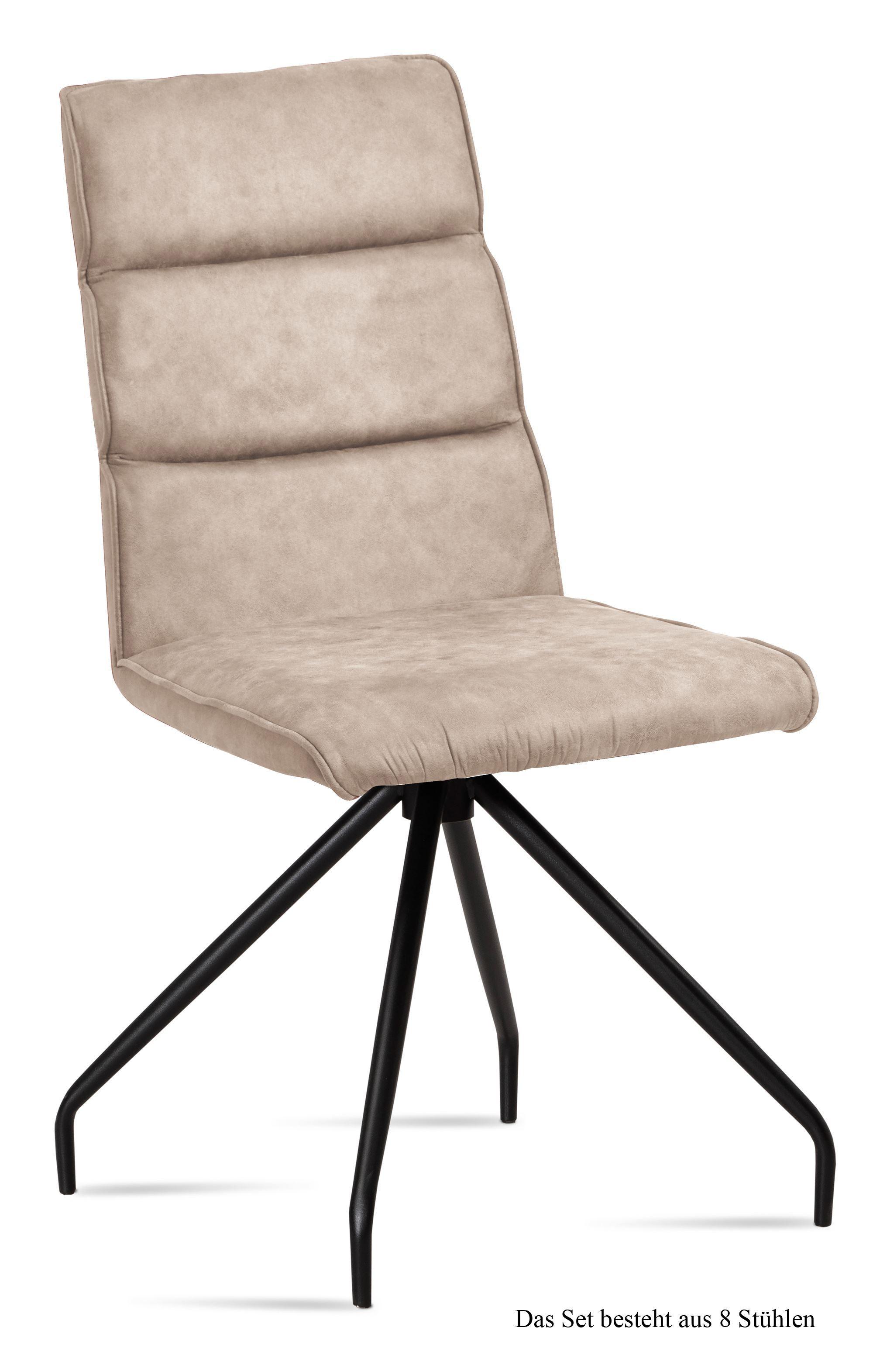 ESSZIMMERSTUHL (8er-Set) Devnet 47x92x60 Schwarz/Natur - Schwarz/Naturfarben, Kunststoff (60/92/47cm) - 58aufmkessel