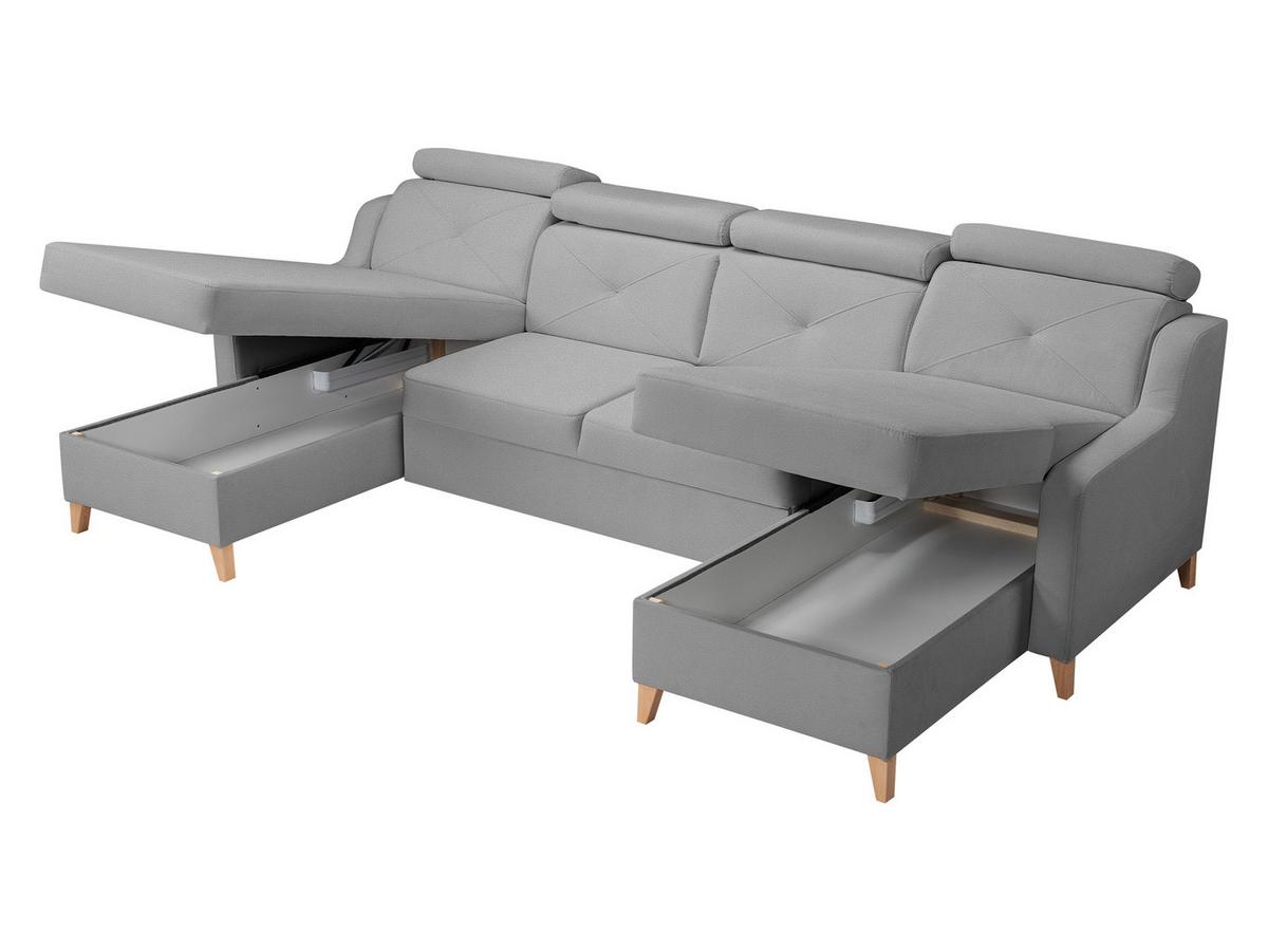 ECKSOFA Marbella U - Hellgrau/Naturfarben, Holz/Textil (286/82/165cm) - MIRJAN24