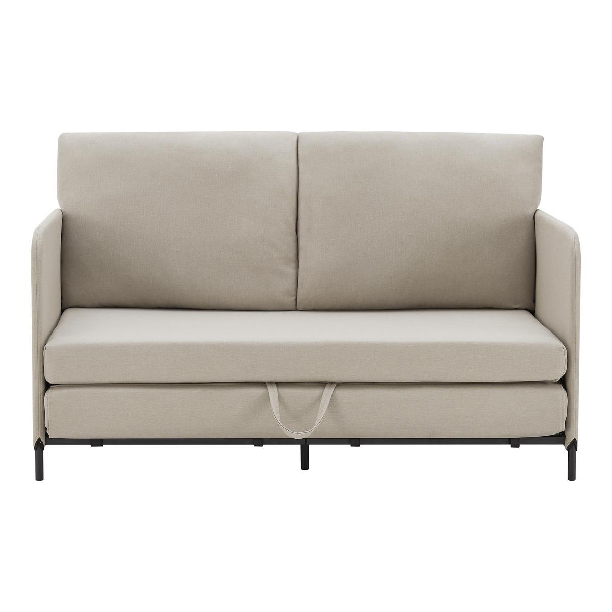 SCHLAFSOFA Soini - Beige, Textil/Metall (125/78/67cm) - [en.casa]