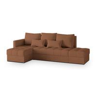 ECKSOFA LUMARI L-S Kupferfarben Plüsch-Stoff mit Schlaffunktion - Kupferfarben, Holz (262/143cm) - MASSENO