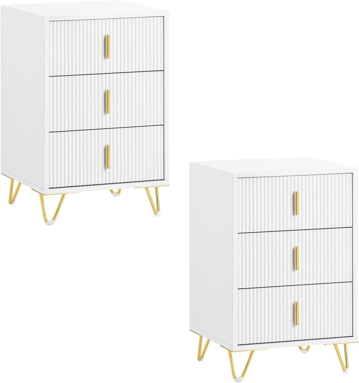 NACHTTISCH mit drei Schubladen FBT115-L-Wx2 - Ahornfarben, Fell (40/63/36cm) - SoBuy
