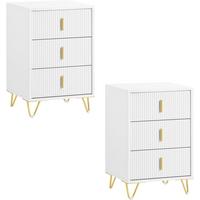 NACHTTISCH mit drei Schubladen FBT115-L-Wx2 - Ahornfarben, Fell (40/63/36cm) - SoBuy
