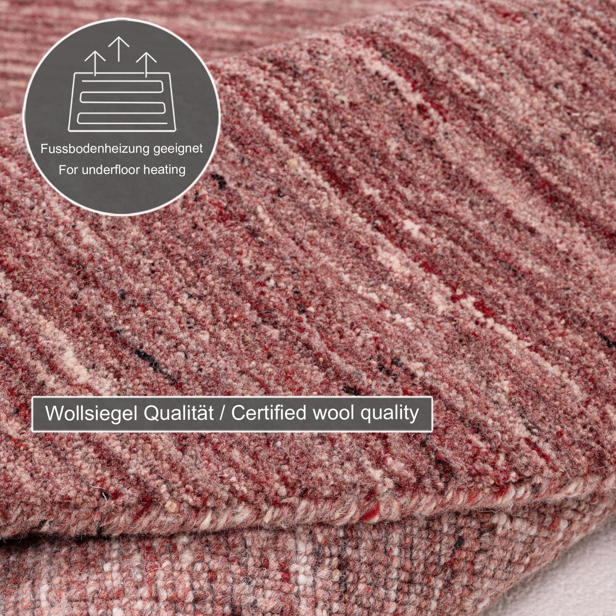 HANDWEBTEPPICH Pure 100x100 cm - Rot, Textil (100/100cm) - THEKO