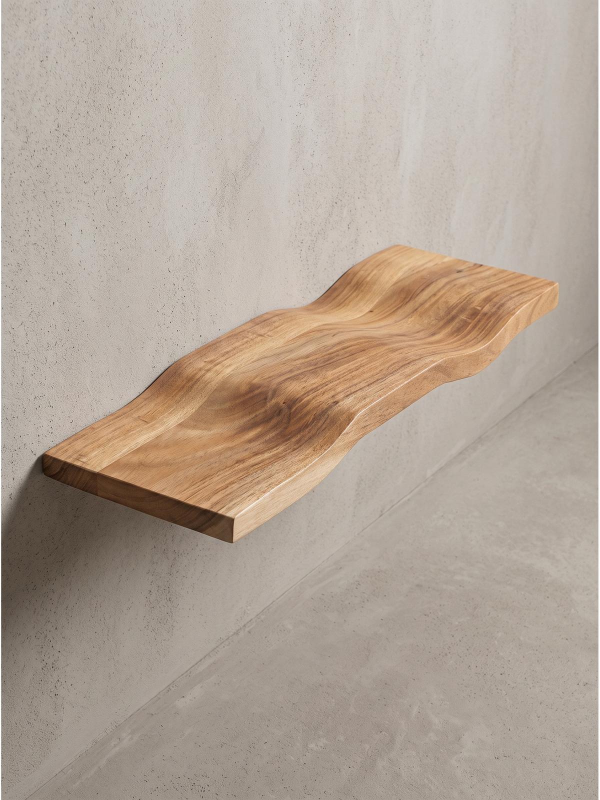WANDREGAL LEVANTO, Akazie Massivholz, handgefertigt, 40 x 20 x 2,5 cm - Akaziefarben, Holz (40/2.5/20cm) - KADIMA DESIGN