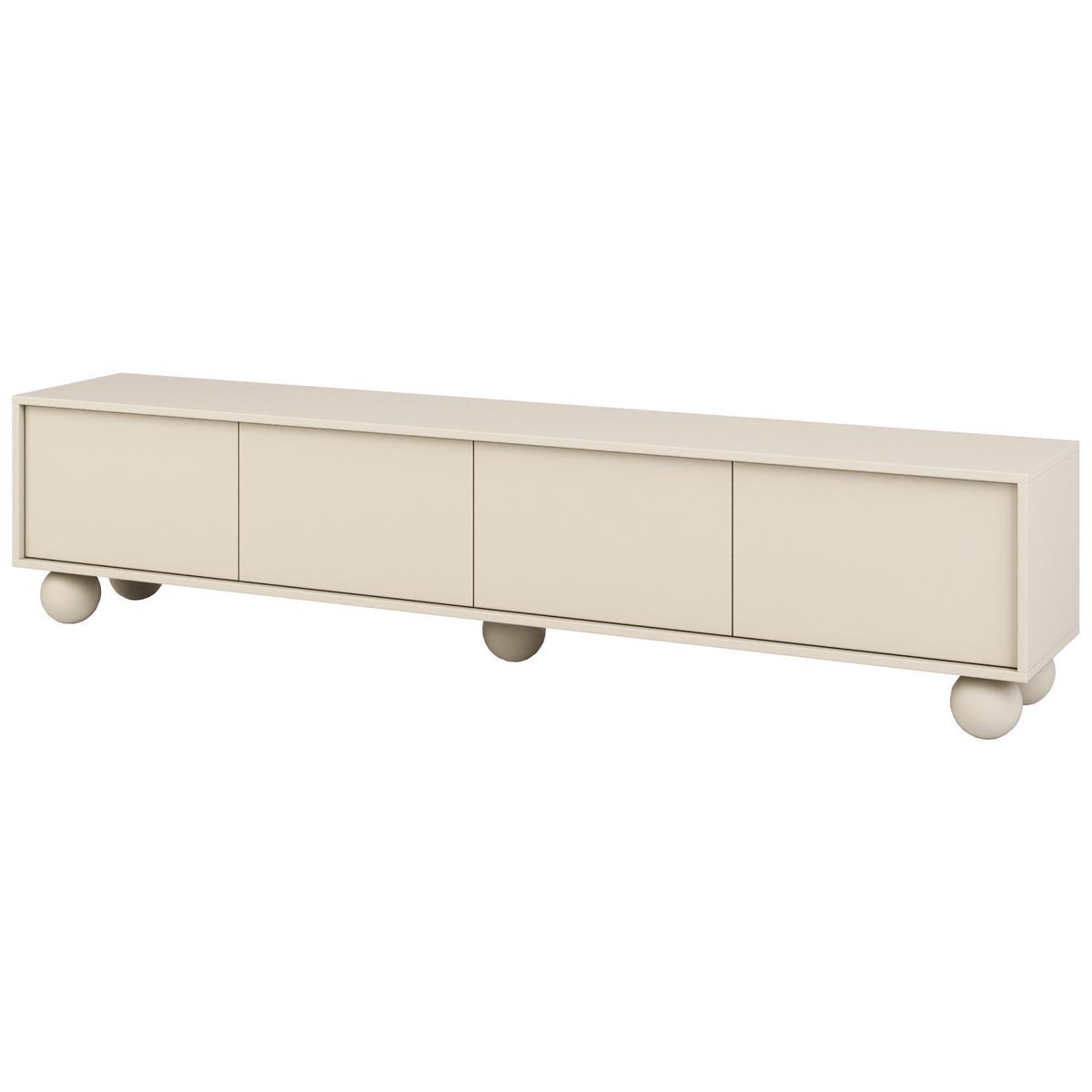 LOWBOARD Adel mit 4 Türen und runden Füßen, 204 cm, Griffloss, Kaschmir - Kaschmir, Holzwerkstoff (204/46/38cm) - Beautysofa