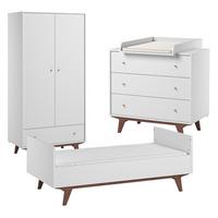 BABYZIMMER 3-teilig Mid Weiß und Holz - Weiß, Holzwerkstoff (144/90/75cm) - Petits-meubles