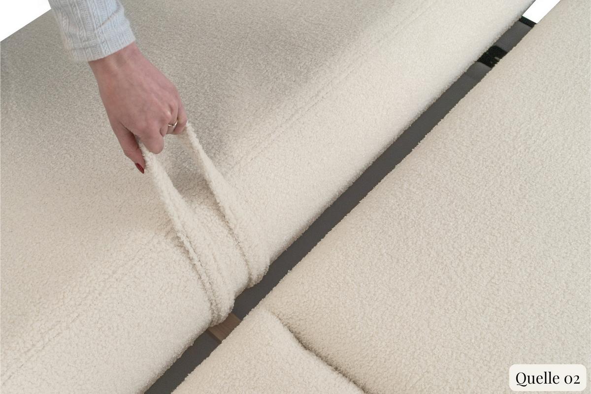 SCHLAFSOFA Bolla 3-Sitzer mit Bettkasten, Creme Boucle 240/90/90 cm - Creme/Schwarz, Kunststoff/Textil (240/90/90cm) - WFL GROUP