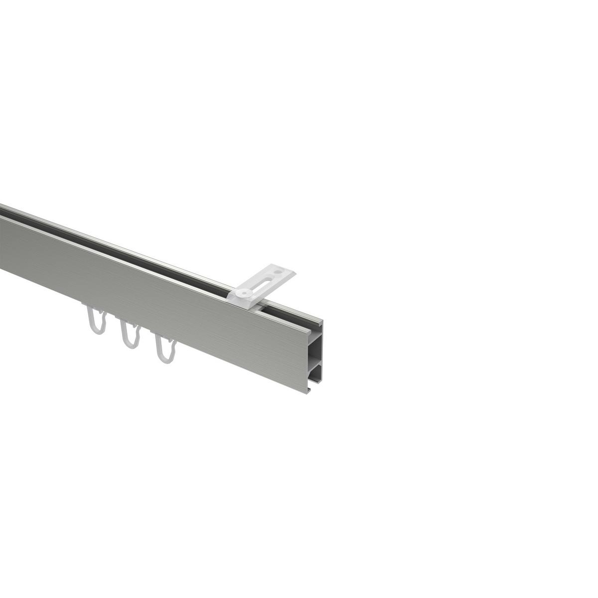 GARDINENSTANGE INNENLAUF Smartline Lox 240 cm (geteilt in 2 x 120 cm), 1-läufig, 14x35 mm Edelstahl-Optik - Edelstahlfarben, Metall (240cm) - INTERDECO