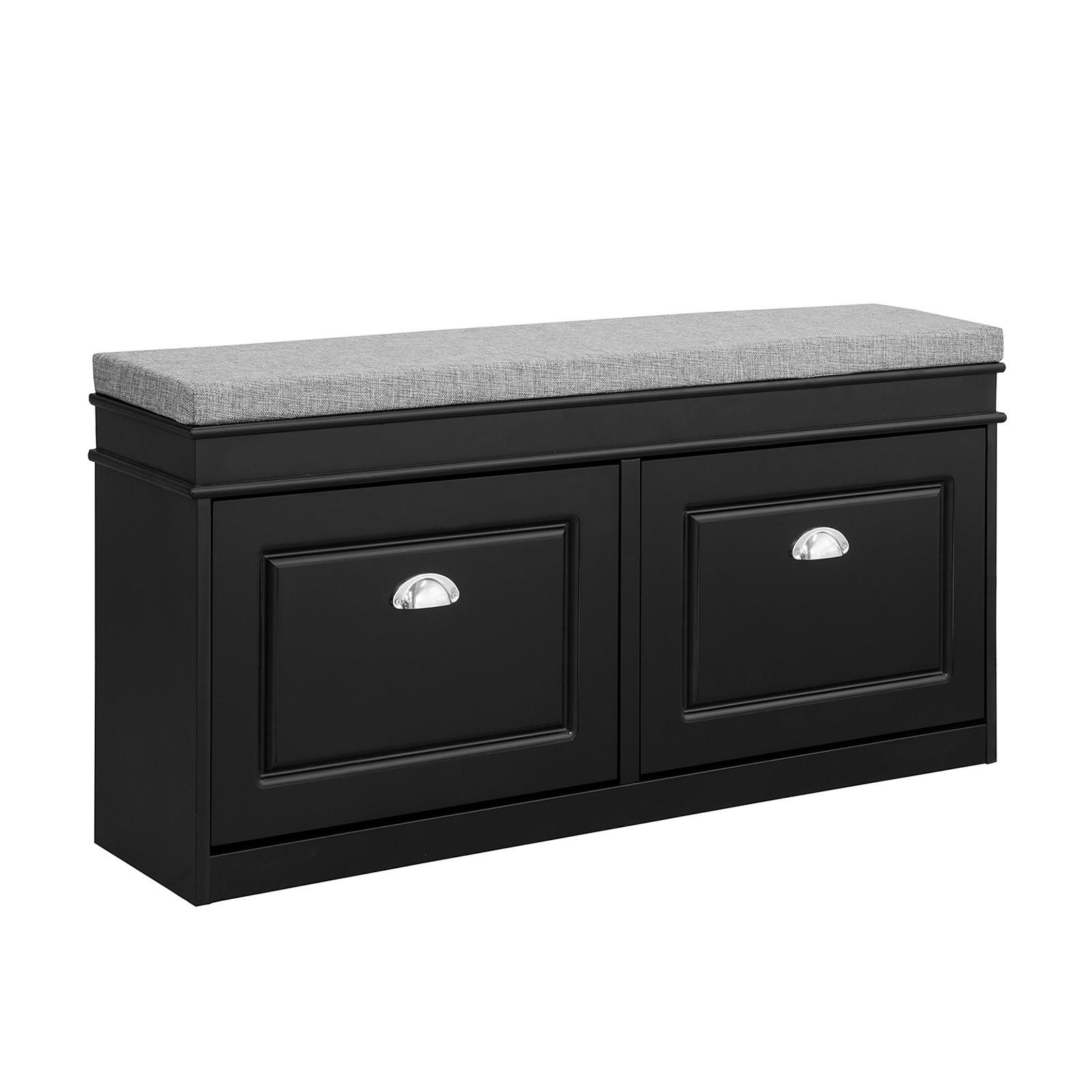 SCHUHBANK Schwarz - Schwarz, Holzwerkstoff (104/52/24cm) - SoBuy