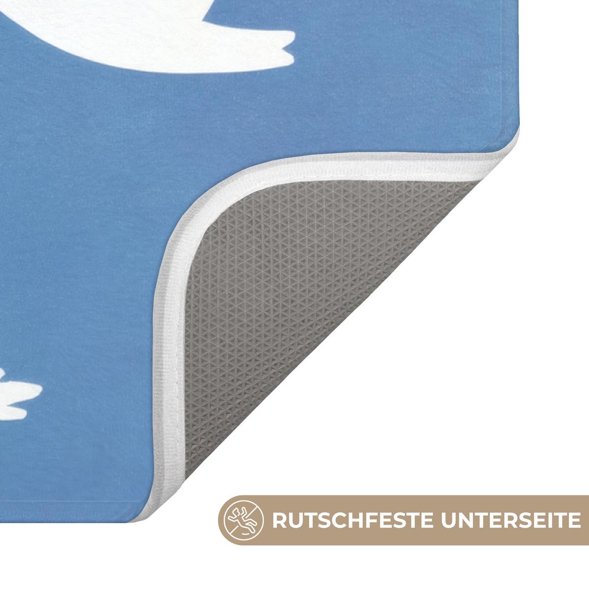 WC-VORLEGER Vögel - Weiß - Muster WC Teppich 40x60 cm - Blau, Textil (40/1cm) - OnlyWow